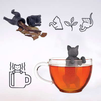 Filtru pentru infuzor de ceai din silicon reutilizabil, pungă de ceai creativă pentru pisici, filtru de difuzor de cafea, sită, filtru de condimente din frunze din plante