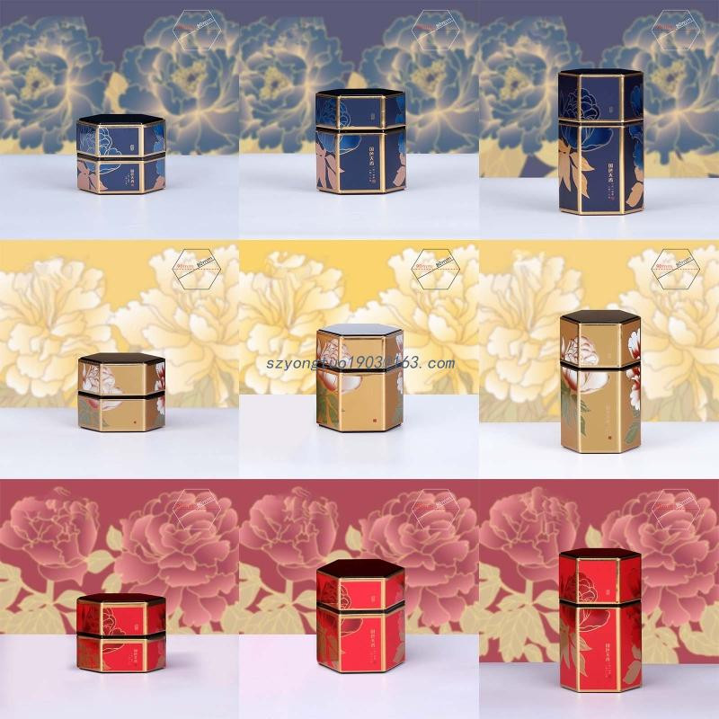 Sešstūra tējas uzglabāšanas trauki Tējas kārbas Uzglabāšanas trauks Konfekšu burciņas kannas tējai Kafija Garšaugi Cukurs Garšvielas