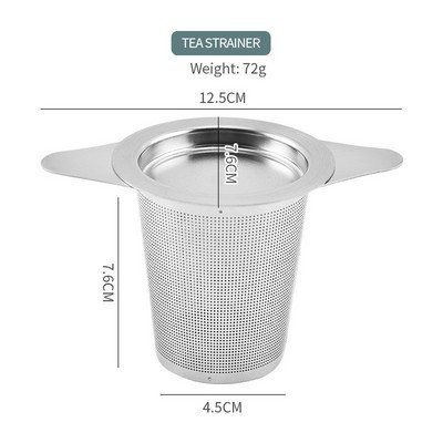 Dvigubas arbatos infuzinis sietelis su dangteliu iš nerūdijančio plieno smulkaus tinklelio arbatinuko pakabinamas palaidų arbatos lapelių filtras Arbatos indų priedai