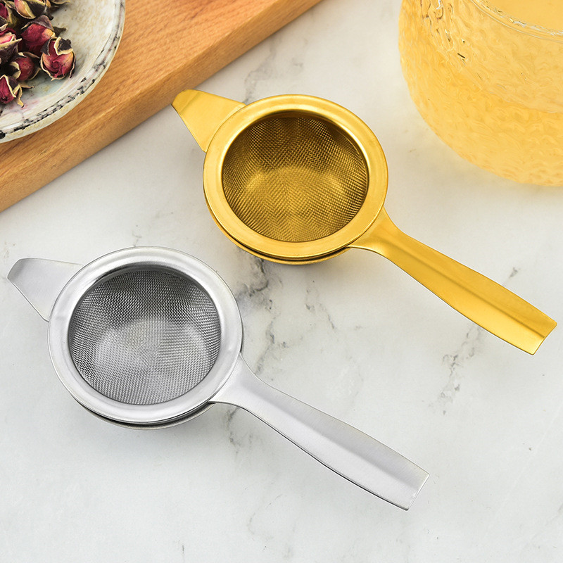 Nerūsējošā tērauda sieta tējas infūzijas sietiņa komplekts ar rokturi Virtuves atkārtoti lietojama smalka metāla tējas lapu kafijas filtra tējkannas piederumi