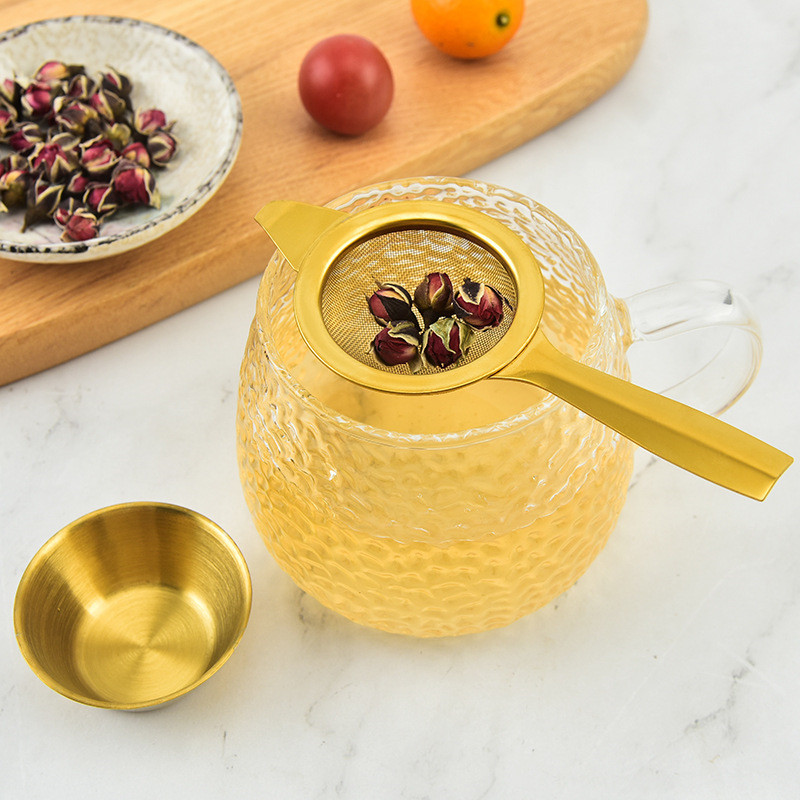 Nerūsējošā tērauda sieta tējas infūzijas sietiņa komplekts ar rokturi Virtuves atkārtoti lietojama smalka metāla tējas lapu kafijas filtra tējkannas piederumi