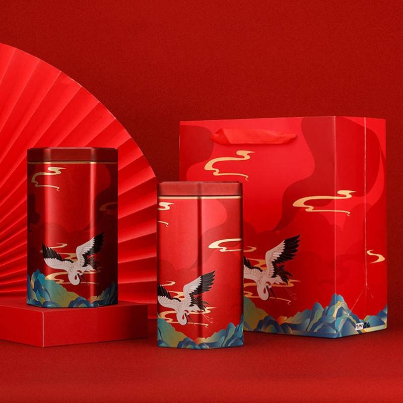 Tējas skārda kārbas tējas burku uzglabāšanas kaste Maza kafijas tējas uzglabāšanas kaste Aizzīmogota vaļīga tējas kannas ķīniešu stila iepakojuma kaste