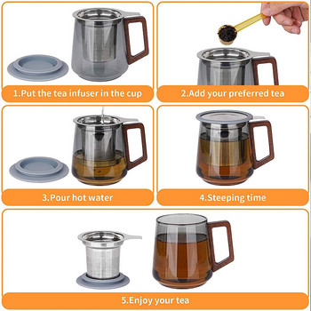 Инфузер за чай от неръждаема стомана с дръжка Цедка за чай за многократна употреба Цедка за топки за чай с подправки Мрежести филтърни цедки за чай с голям капацитет