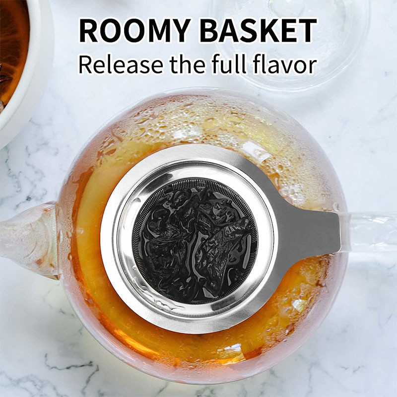 Nerūdijančio plieno arbatos užpiltuvas su rankena Daugkartinis arbatos sietelis Prieskonių arbatos rutulinis sietelis, didelės talpos tinklinis arbatos filtro sieteliai