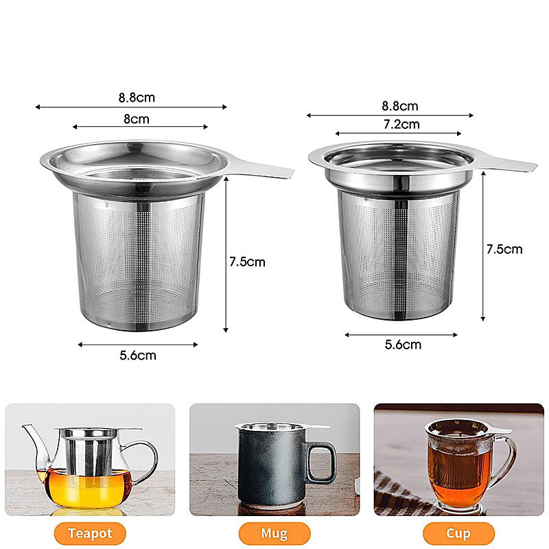 Nerūdijančio plieno arbatos užpiltuvas su rankena Daugkartinis arbatos sietelis Prieskonių arbatos rutulinis sietelis, didelės talpos tinklinis arbatos filtro sieteliai