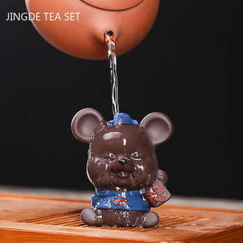 Creative Zodiac Mouse Purple Clay Tea Pet Pet Tea Figurine στολίδια Χειροποίητα Διακόσμηση τραπεζιού τσαγιού Αξεσουάρ Δώρα