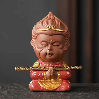 Boutique Purple Māla tējas komplekts Aksesuāri Sun Wukong Model Tēja Mājdzīvnieku rotājumi Mājas galds Puķu podi Apdares Amatniecība Dāvanas