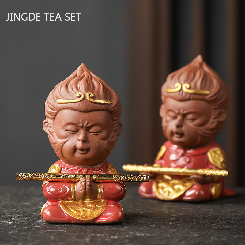 Boutique Purple Māla tējas komplekts Aksesuāri Sun Wukong Model Tēja Mājdzīvnieku rotājumi Mājas galds Puķu podi Apdares Amatniecība Dāvanas