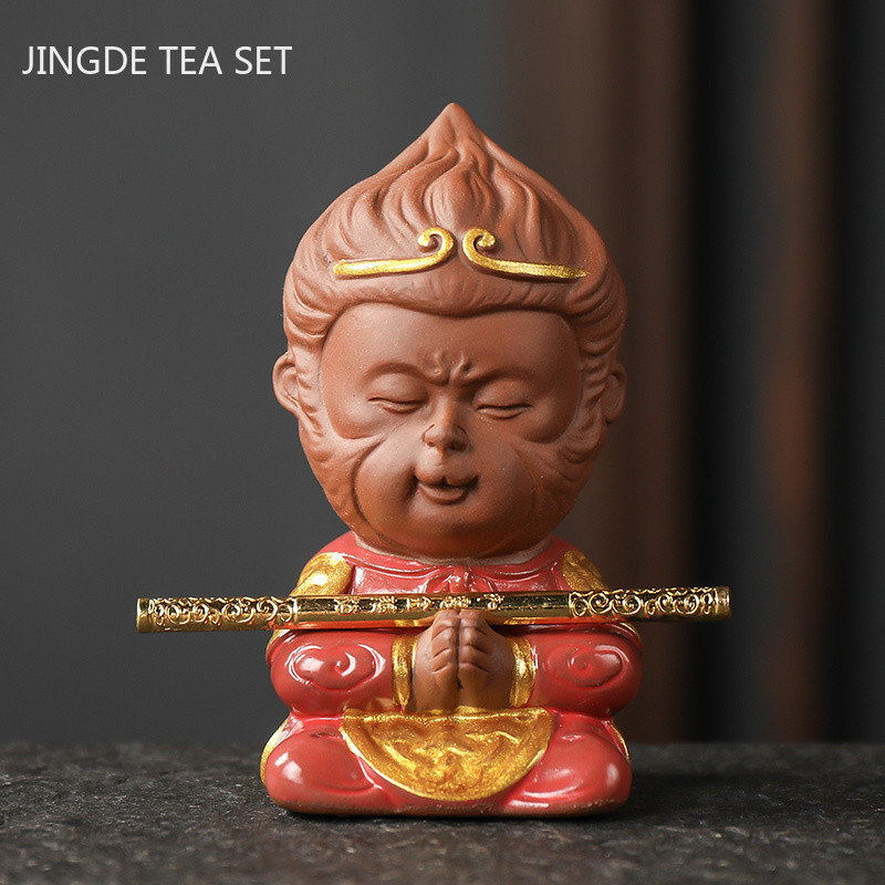 Boutique Purple Māla tējas komplekts Aksesuāri Sun Wukong Model Tēja Mājdzīvnieku rotājumi Mājas galds Puķu podi Apdares Amatniecība Dāvanas