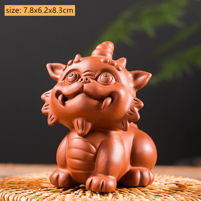 1 gab. Yixing purpursarkanā māla tēja mājdzīvnieku rotājumi ar rokām darināti lauvas skulptūras rotājumi Zisha tējas ceremonijas aksesuāri dzīvnieku modeļu amatniecība