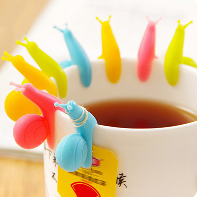 6 vnt. Daugkartinio naudojimo silikoninis arbatos infuzinis arbatos maišelis Kabantis arbatinuko priedai Sraigių atpažinimo įtaisas Sraigių puodelio puodelio spaustukas