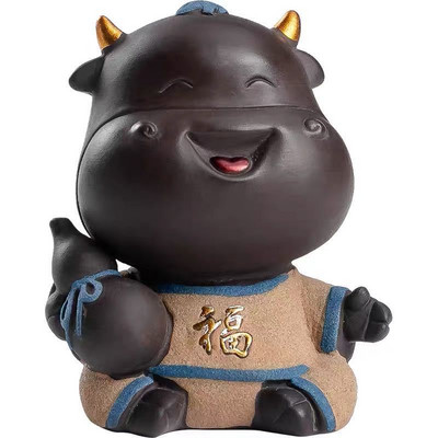 Kreatív Wufu szarvasmarha kézzel készített tea Art teáskészlet teáskészlet Bonsai Kung Fu Tea Pet mini teáskészlet Lila homoktea díszek