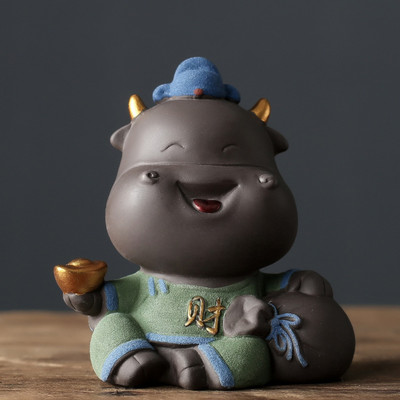 Kreatív Wufu szarvasmarha kézzel készített tea Art teáskészlet teáskészlet Bonsai Kung Fu Tea Pet mini teáskészlet Lila homoktea díszek