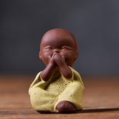 Little Monks Tea Pet Tea Aksesuāri Budas Decorativos Figuras Galda noformējums Mājas paplāte Purple Clay Buda Decoracion