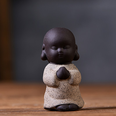 Little Monks Tea Pet Tea Aksesuāri Budas Decorativos Figuras Galda noformējums Mājas paplāte Purple Clay Buda Decoracion