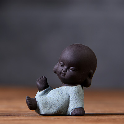 Little Monks Tea Pet Tea Aksesuāri Budas Decorativos Figuras Galda noformējums Mājas paplāte Purple Clay Buda Decoracion