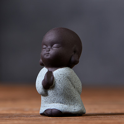 Little Monks Tea Pet Tea Aksesuāri Budas Decorativos Figuras Galda noformējums Mājas paplāte Purple Clay Buda Decoracion