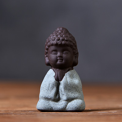 Little Monks Tea Pet Tea Aksesuāri Budas Decorativos Figuras Galda noformējums Mājas paplāte Purple Clay Buda Decoracion