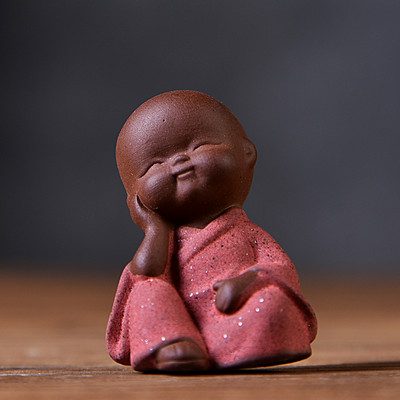 Little Monks Tea Pet Tea Aksesuāri Budas Decorativos Figuras Galda noformējums Mājas paplāte Purple Clay Buda Decoracion