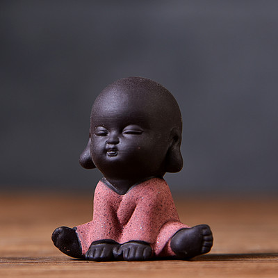 Little Monks Tea Pet Tea Aksesuāri Budas Decorativos Figuras Galda noformējums Mājas paplāte Purple Clay Buda Decoracion