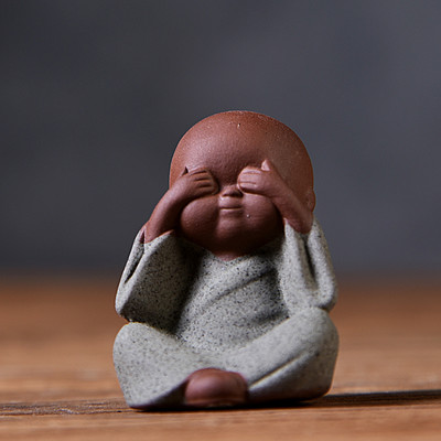 Little Monks Tea Pet Tea Aksesuāri Budas Decorativos Figuras Galda noformējums Mājas paplāte Purple Clay Buda Decoracion