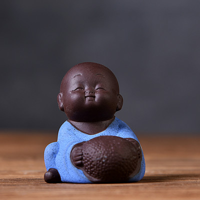 Little Monks Tea Pet Tea Aksesuāri Budas Decorativos Figuras Galda noformējums Mājas paplāte Purple Clay Buda Decoracion