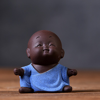 Little Monks Tea Pet Tea Aksesuāri Budas Decorativos Figuras Galda noformējums Mājas paplāte Purple Clay Buda Decoracion
