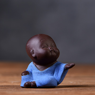 Little Monks Tea Pet Tea Aksesuāri Budas Decorativos Figuras Galda noformējums Mājas paplāte Purple Clay Buda Decoracion