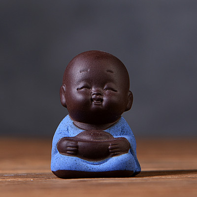 Little Monks Tea Pet Tea Aksesuāri Budas Decorativos Figuras Galda noformējums Mājas paplāte Purple Clay Buda Decoracion