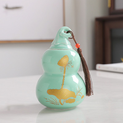 Pielāgota keramikas ķirbju tējas Caddy ķīniešu Pu'er tējas kastīte tējas trauks virtuves garšvielu konfekšu uzglabāšanas tvertne mājas dekorēšanai