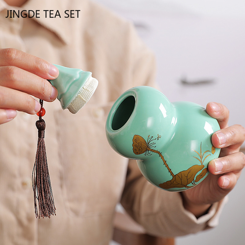 Pielāgota keramikas ķirbju tējas Caddy ķīniešu Pu'er tējas kastīte tējas trauks virtuves garšvielu konfekšu uzglabāšanas tvertne mājas dekorēšanai