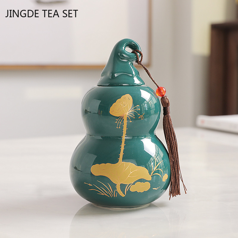 Pielāgota keramikas ķirbju tējas Caddy ķīniešu Pu'er tējas kastīte tējas trauks virtuves garšvielu konfekšu uzglabāšanas tvertne mājas dekorēšanai