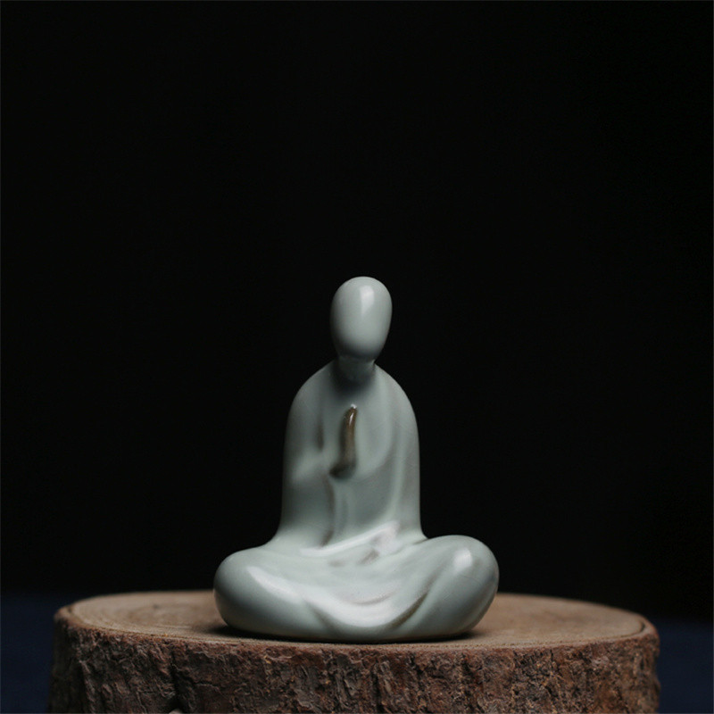 Ru kiln Thinker Monks λατρεύουν πιστά τον Βούδα Τσάι κατοικίδιο ζώο Μικρά στολίδια Μικρό τσάι Παίξτε Κεραμικό σετ τσαγιού Δώρα μπουτίκ