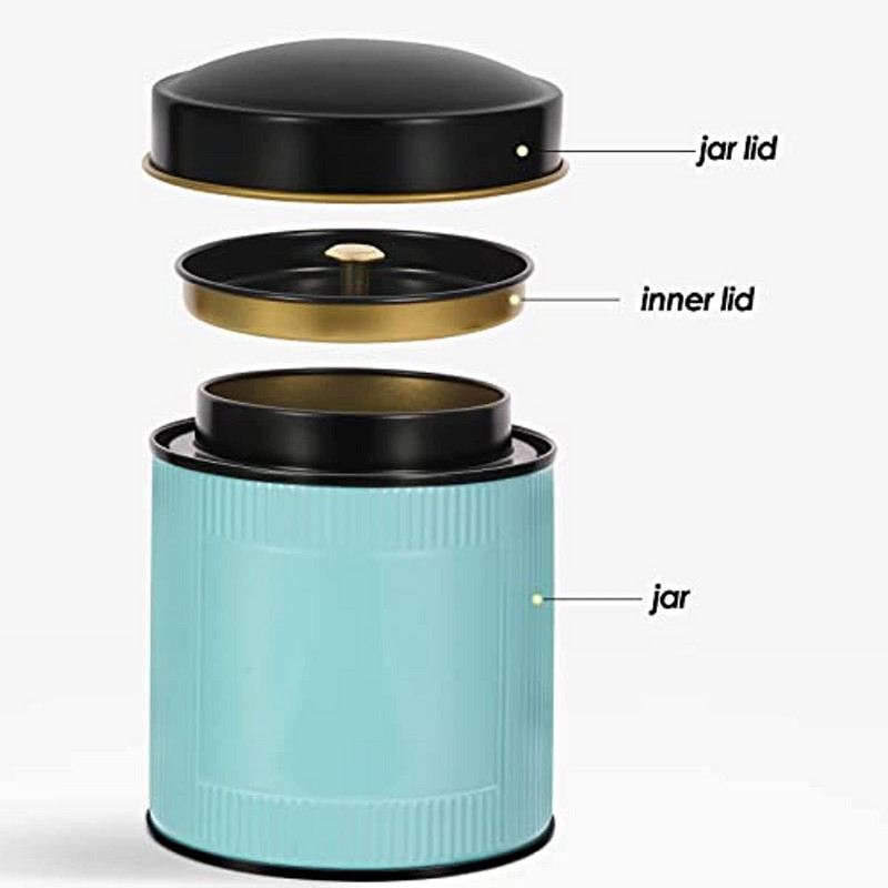 Tējas kārbas beramajai tējai ar vāku - Brīvas tējas uzglabāšana Virtuves kārbas Metāla, noslēgtas apaļas burkas organizators kafijai, konfektēm, tējai