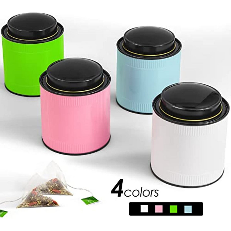 Tējas kārbas beramajai tējai ar vāku - Brīvas tējas uzglabāšana Virtuves kārbas Metāla, noslēgtas apaļas burkas organizators kafijai, konfektēm, tējai