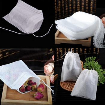 Торбички за чай от нетъкан текстил от хранителен клас 100 бр. Филтърни торбички за чай за подправки Чай за запарване с връв Heal Seal Филтри за подправки Торбички за чай