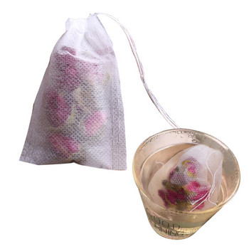 Торбички за чай от нетъкан текстил от хранителен клас 100 бр. Филтърни торбички за чай за подправки Чай за запарване с връв Heal Seal Филтри за подправки Торбички за чай