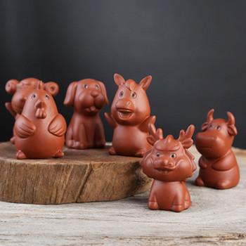Zisha Zodiac Signs Tea Pets Creative Cute Ceramic Mini Tea Pets Tea Art Small Ornaments Can Raise Tea Pets