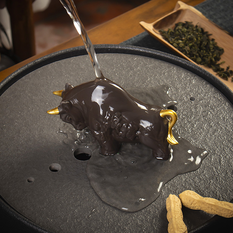 Tējas rotājumi Dekorācija Atbalstāma Lucky Cattle Krāsu maiņa Tēja Mājdzīvnieks Violets Smilšu Tējas piederumi Purpurs Smilšu Liellopu cīņa