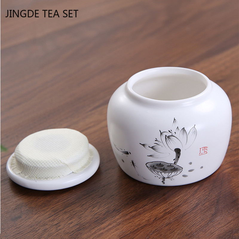 Hordozható kerámia tea Caddy háztartási zárt tartály utazási kávé Nedvességálló üveg Konyhai Fűszertároló eszközök teatartály