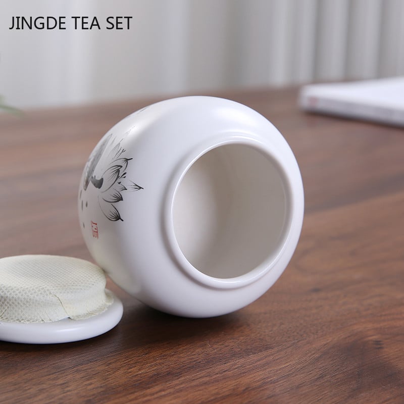 Hordozható kerámia tea Caddy háztartási zárt tartály utazási kávé Nedvességálló üveg Konyhai Fűszertároló eszközök teatartály