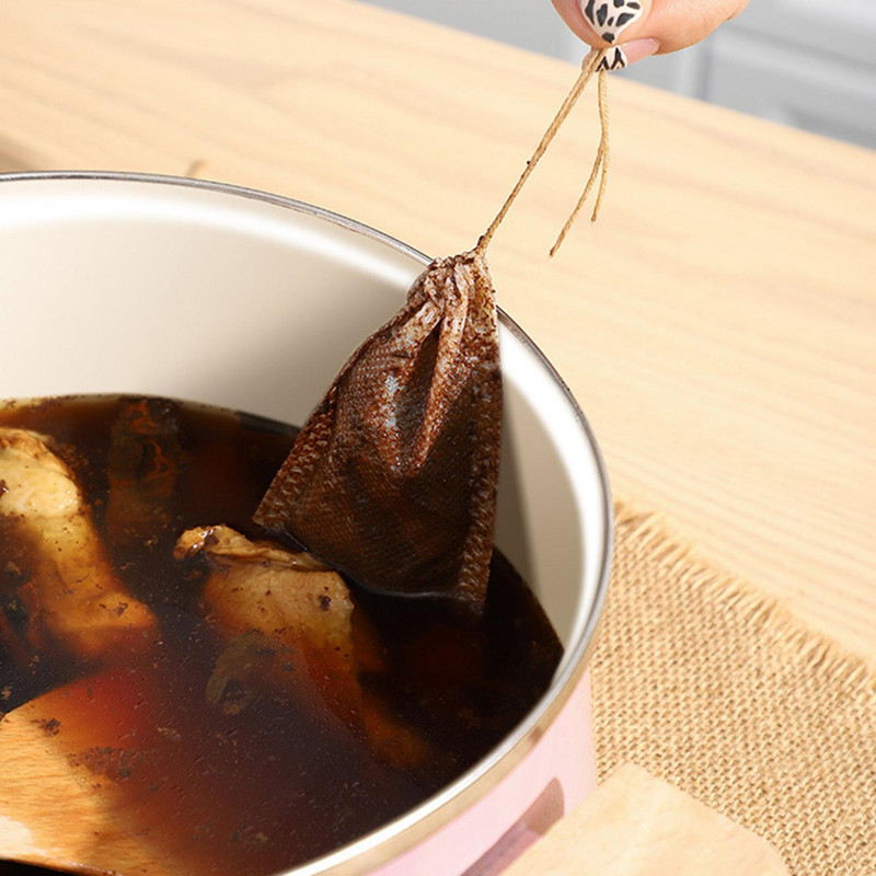 100 tk ühekordselt kasutatav multifunktsionaalne praktiline mugav nööriga teekott Võrgusilmafiltriga ürtide säilitussõela kott