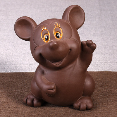 Retro violeta smilšu tēja Mājdzīvnieks Ķīniešu zodiaka dzīvnieka statuja Jauka tēja figūriņa Rotājumi Galda amatniecība Tējas servīzes Dekorācijas piederumi