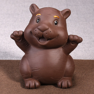 Retro violeta smilšu tēja Mājdzīvnieks Ķīniešu zodiaka dzīvnieka statuja Jauka tēja figūriņa Rotājumi Galda amatniecība Tējas servīzes Dekorācijas piederumi