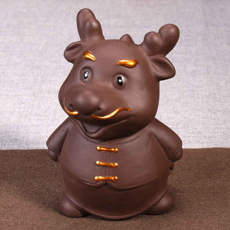 Retro violeta smilšu tēja Mājdzīvnieks Ķīniešu zodiaka dzīvnieka statuja Jauka tēja figūriņa Rotājumi Galda amatniecība Tējas servīzes Dekorācijas piederumi