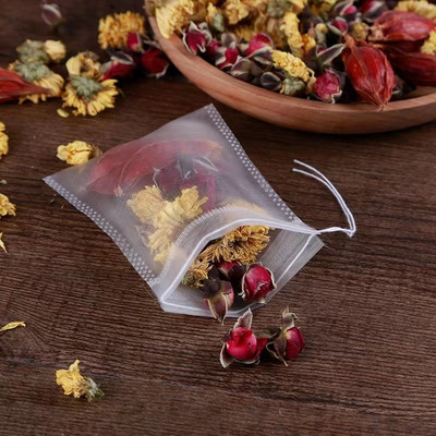 Pliculete de ceai de unică folosință din nailon de calitate alimentară, transparente, 50 buc/lot, strecurătoare de ceai, pliculețe de ceai cu snur Heal Seal Infuzor gol de ceai