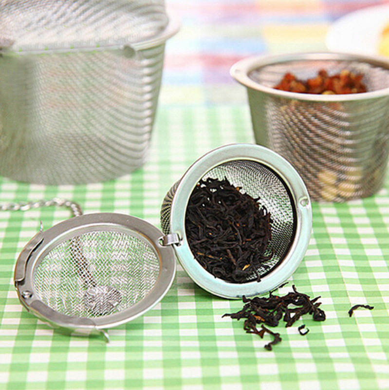 3 dydžių prieskonių prieskonių maišelis arbatos sietelis grandinėmis surištas dangtelis iš nerūdijančio plieno virtuvės tinklelio rutulinis arbatos kavos filtras krepšelis infuzoriaus įrankiai