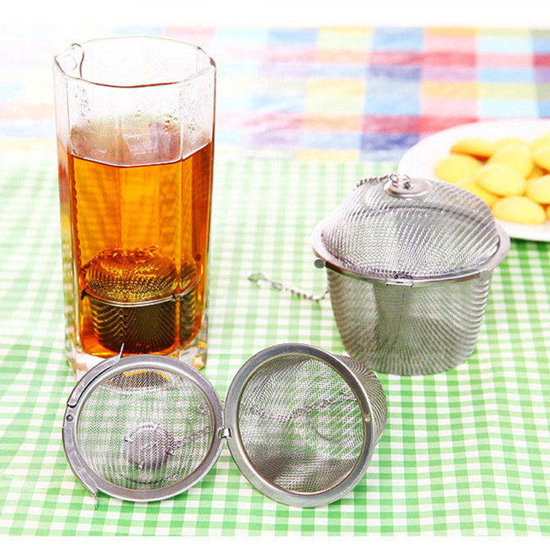 3 dydžių prieskonių prieskonių maišelis arbatos sietelis grandinėmis surištas dangtelis iš nerūdijančio plieno virtuvės tinklelio rutulinis arbatos kavos filtras krepšelis infuzoriaus įrankiai