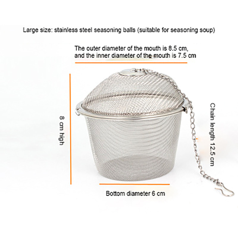 3 dydžių prieskonių prieskonių maišelis arbatos sietelis grandinėmis surištas dangtelis iš nerūdijančio plieno virtuvės tinklelio rutulinis arbatos kavos filtras krepšelis infuzoriaus įrankiai