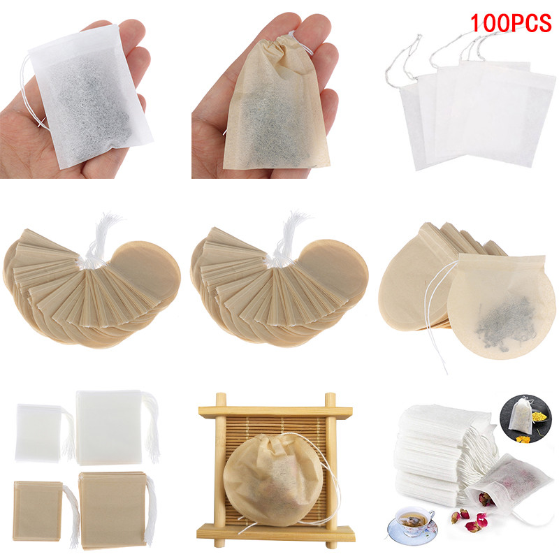 100 vnt. vienkartiniai arbatos maišeliai Arbatos filtrai maišeliai Medvilninis muslino raištelių maišelis, maišelis, arbatos maišelis, virimas, atskiri prieskonių maisto filtrų maišeliai